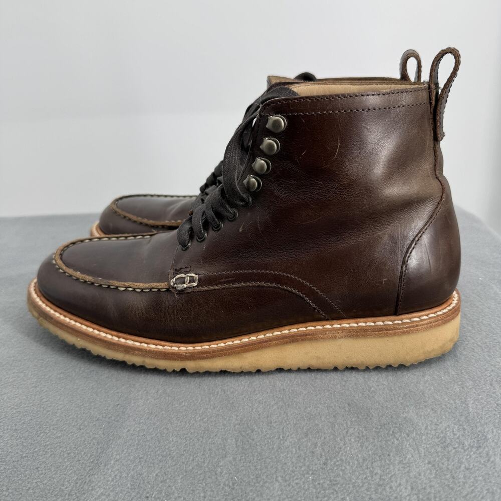 Rhodes Dean Moc Toe Boots Mens 8.5 Brown Leather Vibram Wedge‎ Sole